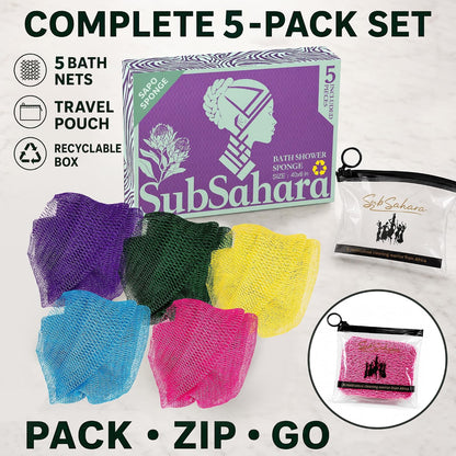 SubSahara African Net Sponge, 2 Pack 45-Inch Exfoliating Bath Scrubber