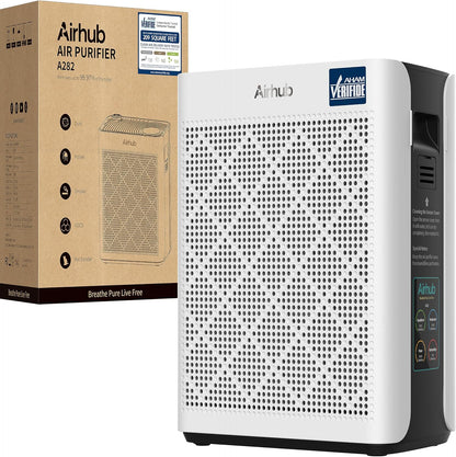 Air Purifier for Bedroom Home, Covers Up to 880 Ft², True HEPA Quiet 3-in-1 Air Purifiers Filter, 20dB Sleep Mode, Air Cleaner, 360° Intake, Remove Dust, Smoke, Pet Dander & Odors, White