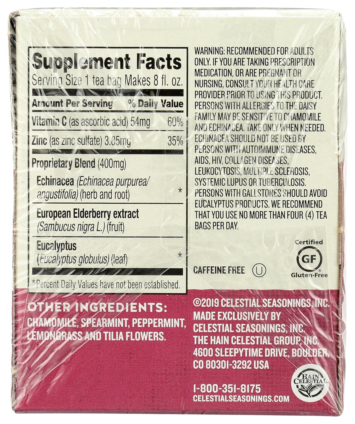 Celestial Seasonings Wellness Tea, Sleepytime Echinacea Complete Care, 20 Count Box