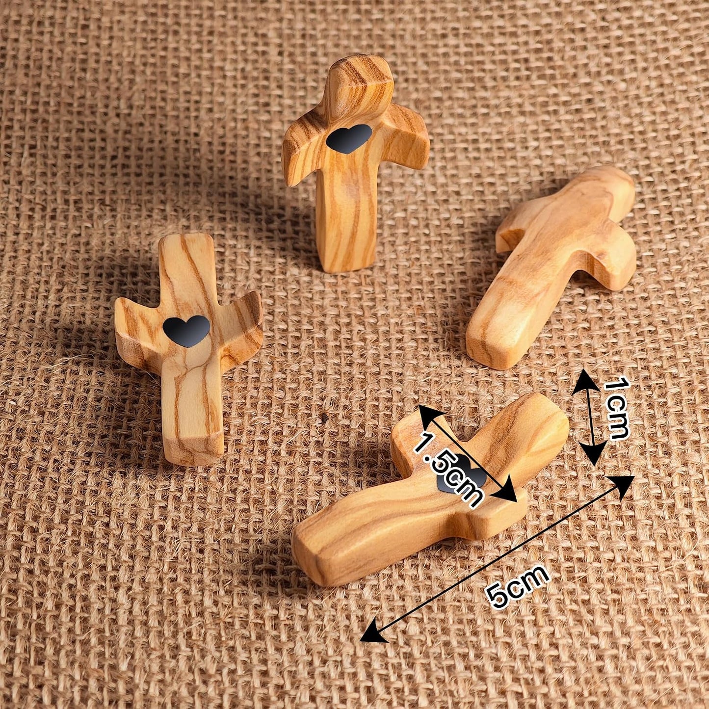Cross My Heart/Encouragement Gift Wood Comfort Pocket Prayer Cross for Clutching, Clinging and Praying Christian Religious Gift