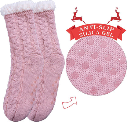 SDBING Women's Winter Super Soft Warm Cozy Fleece Lined Fuzzy Slipper Socks with Grippers