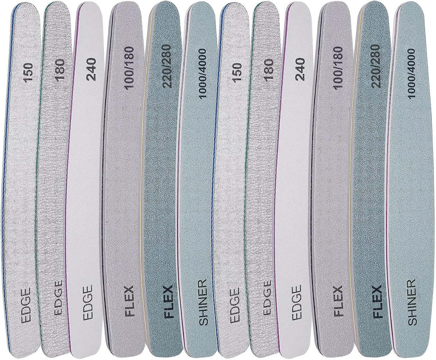 Nail File and Buffer Set, 6 Pcs Professional Nail File Kit for Acrylic and Natural Nails, 100/150/180/220/240/280/1000/4000 Grit Soft Nail Filer Gel Nail Files & buffers Filing Emery Board Home Salon