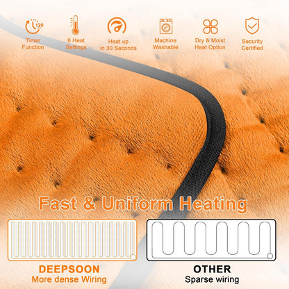Deepsoon Heating Pad,Electric Heating Pads for Back,Neck,Moist Heating Pad for Abdomen Shoulder Knee Legs,Dry/Moist Heat&Auto Shut Off,Fathers Day Dad Gifts for Men Birthday,Light Gray,24x12 Inch