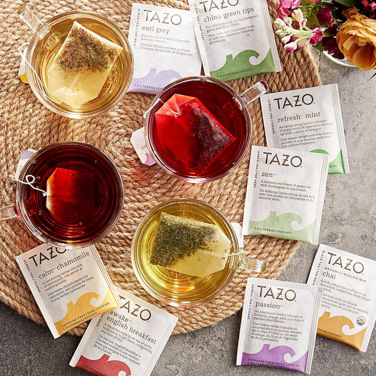 Tazo Tea Bags Sampler 20 Count Variety Gift Box, 10 Different Flavors