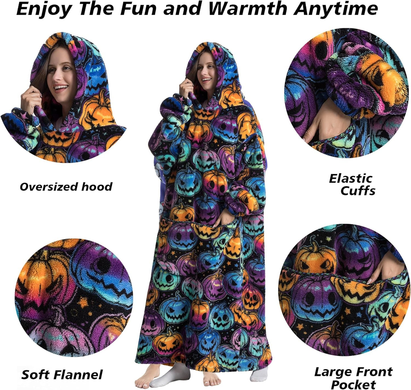 Capecage Blanket Hoodie, Long Hooded Blanket Sweatshirt as Birthday Gifts for Women Men, Long Wearable Blanket for Women Men.