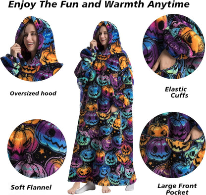 Capecage Blanket Hoodie, Long Hooded Blanket Sweatshirt as Birthday Gifts for Women Men, Long Wearable Blanket for Women Men.