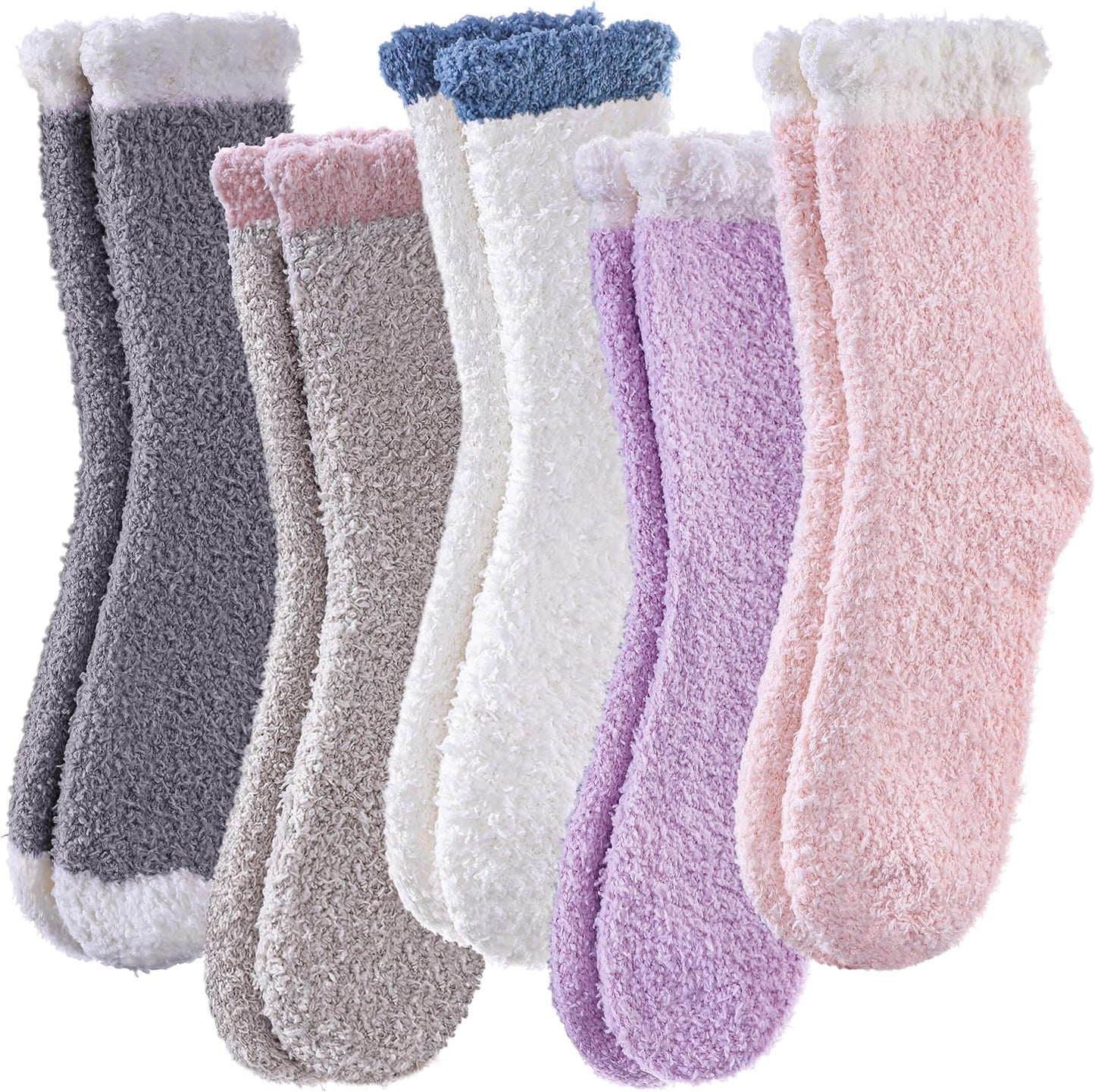 LINEMIN Womens Fuzzy Socks Cozy Fluffy Winter Warm Slipper Socks Microfiber Soft Home Sleeping Socks