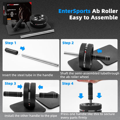 Ab Roller Wheel for Abs Workout - Abdominal Exercise Equipment with 2 Knee Pads for Home Gym, Core Strength Training, Fitness Equipment for Men & Women
