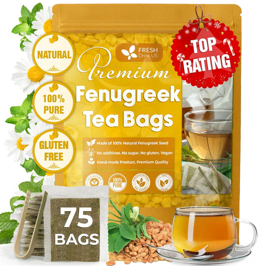 FreshDrinkUS, Premium Fenugreek Tea Bag, 75 Count, Pure, Caffeine Free