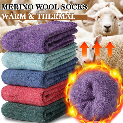 MOGGEI 5 Pairs Womens Merino Wool Socks Hiking Warm Winter Thick Thermal Crew Cozy Cabin Ladies Gift Comfy Boot Work Socks