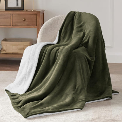 Bedsure GentleSoft Sherpa Fleece Throw Blanket for Couch, Non-Heated, Thick & Warm Cozy Blanket for Winter, Soft Fuzzy Plush Throw Gifts for Women and Men, Grey, 50x60 Inches