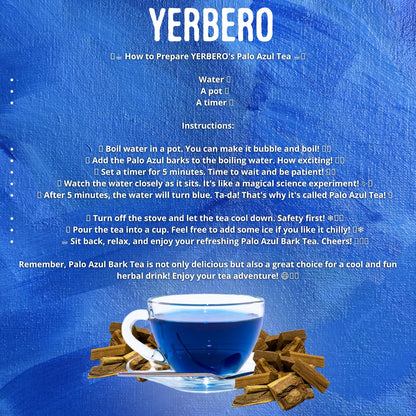 Yerbero - Te Herbal Palo Azul 2oz (56.6g) | Kidneywood Herbal Tea (Blue Stick) | Makes 20+ Cups | Wildcrafted Kidney Wood Tea | All Natural Tea, non-GMO.