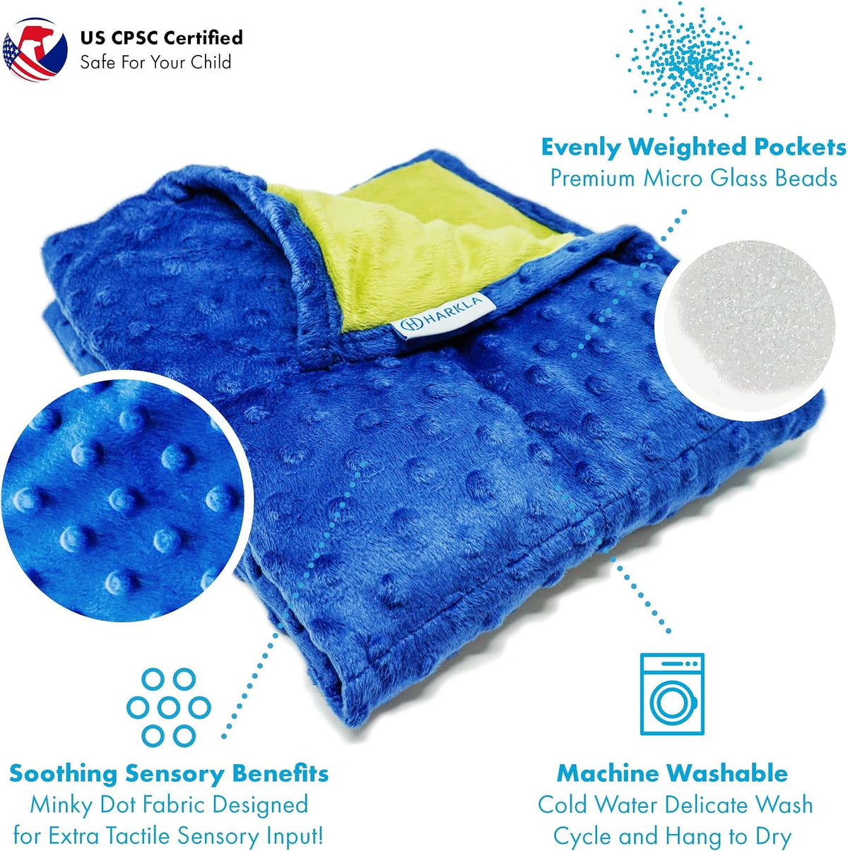 Harkla Weighted Lap Pad for Kids, Deep Blue, 5lb