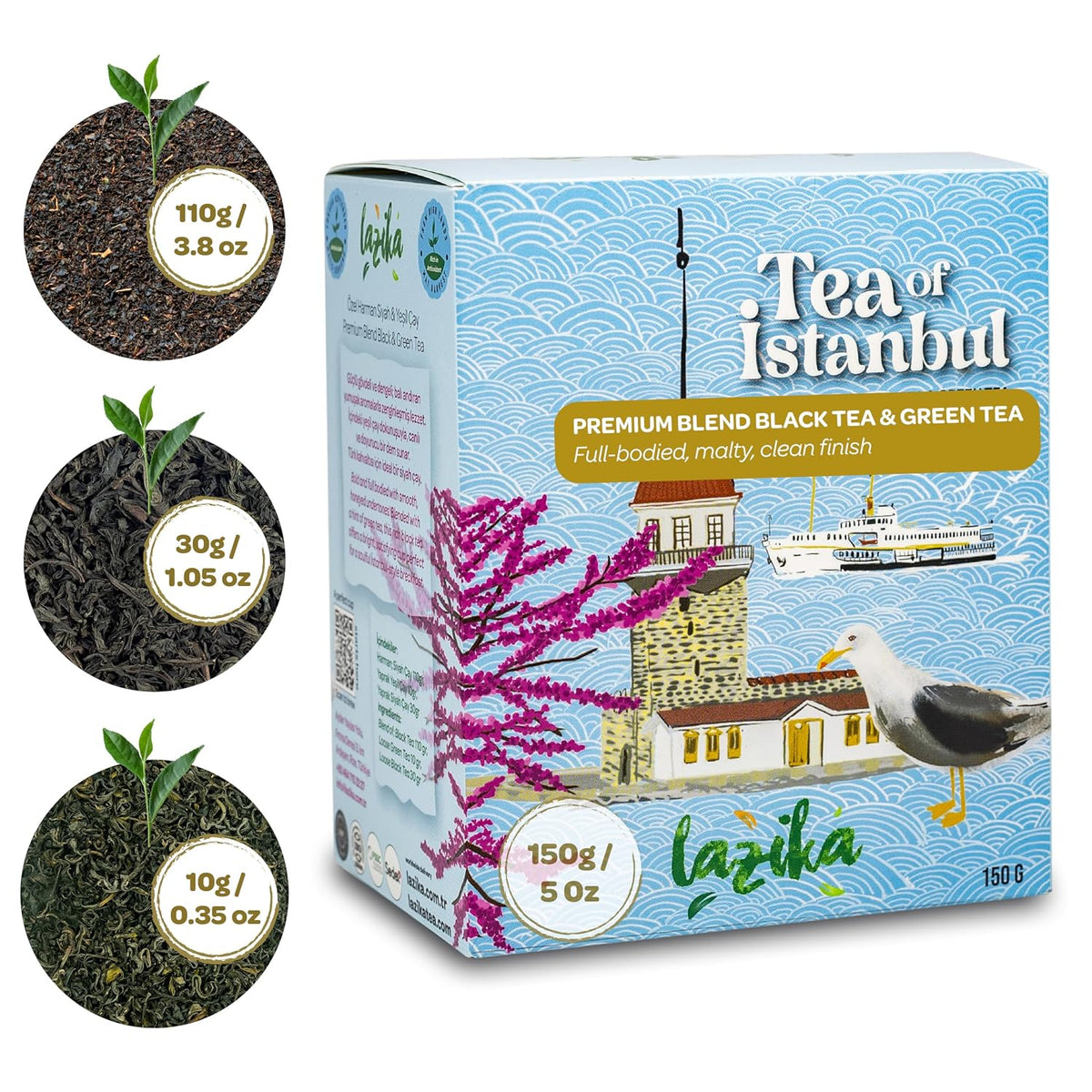 Lazika Loose Leaf Tea Set, Black Tea, Green Tea, Earl Grey, Tea Gift Set, 3.35 Oz (Pack of 3)