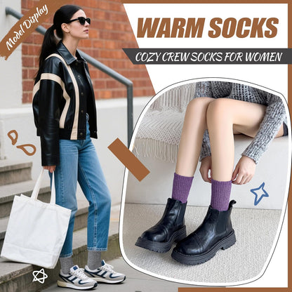 EBMORE Merino Wool Socks for Women Hiking Thermal Warm Winter Thick Boot Cozy Crew Comfy Work Socks for Ladies 5 Pairs