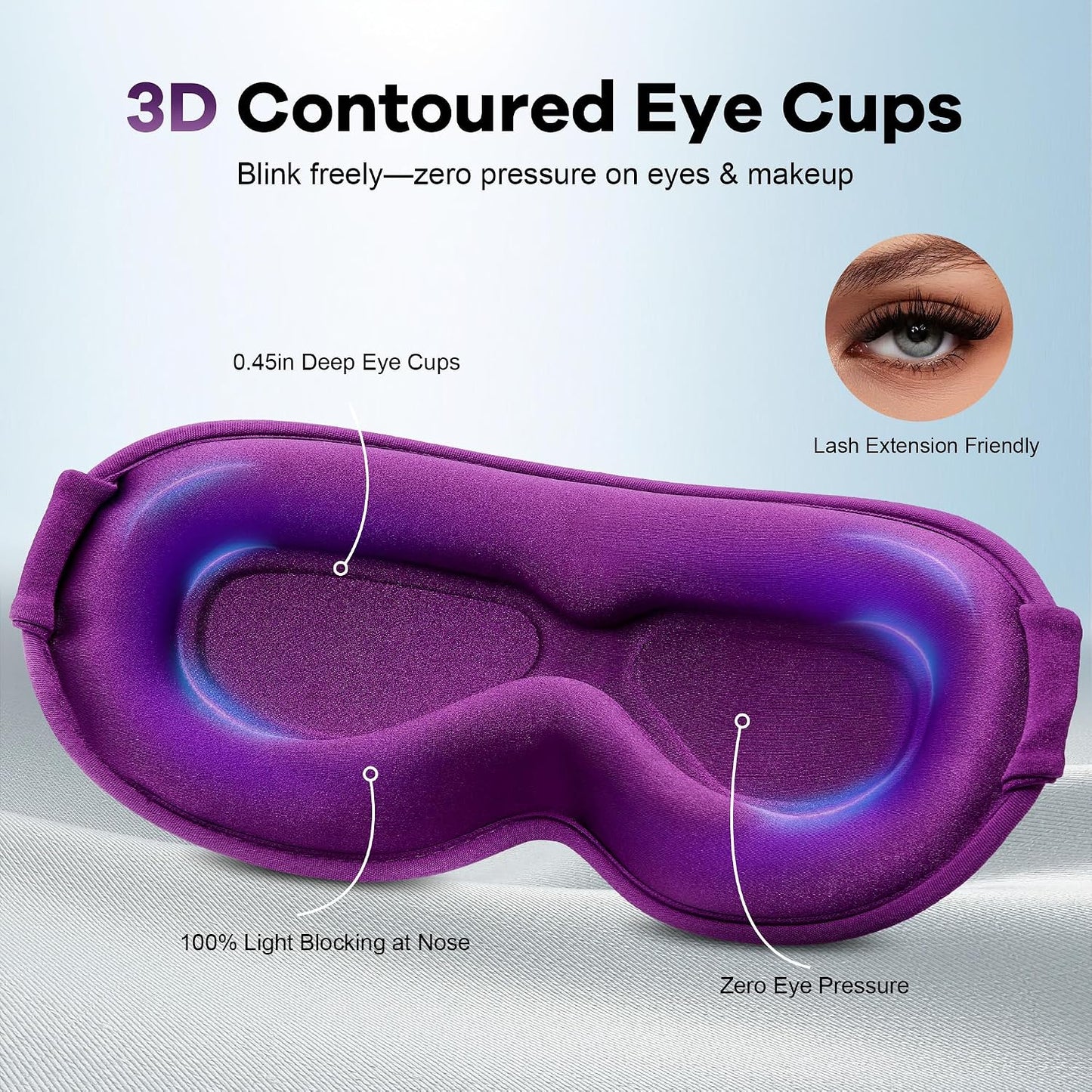 Blackout Weighted Eye Mask for Sleeping: 3D Contoured Gentle-Pressure Sleep Mask for Men & Women - Airplane Travel & Night Shift Essentials, Zero Eye Pressure, Breathable Blindfold, Black