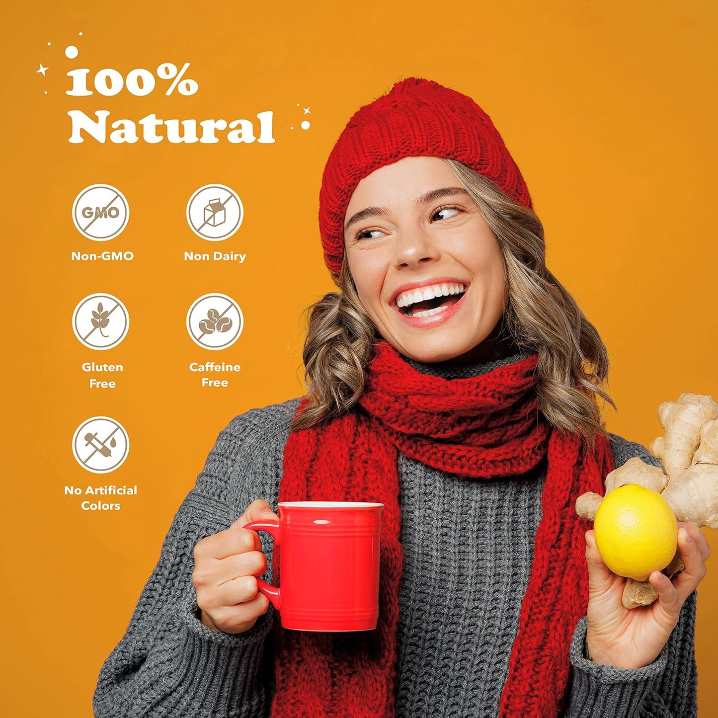 Pocas Honey Ginger Instant Tea Powder, Lemon Flavor 2-Pack, Ginger Extract & Real Honey, Caffeine-Free Tea, 20 Packets per Box