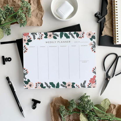 Weekly Planner Notepad - 9x7” inches, 52 tear off sheets - Undated Desk Planner Pad Calendar Notepad Organizer for Weekly To Do List, Notes and Schedule (Lemons)