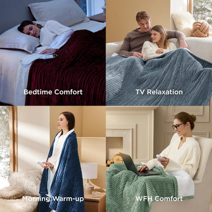 Bedsure GentleSoft Heated Blanket Throw - Soft Ribbed Flannel Electric Blanket, Gifts for Grandma (50x60 inches, Grey)