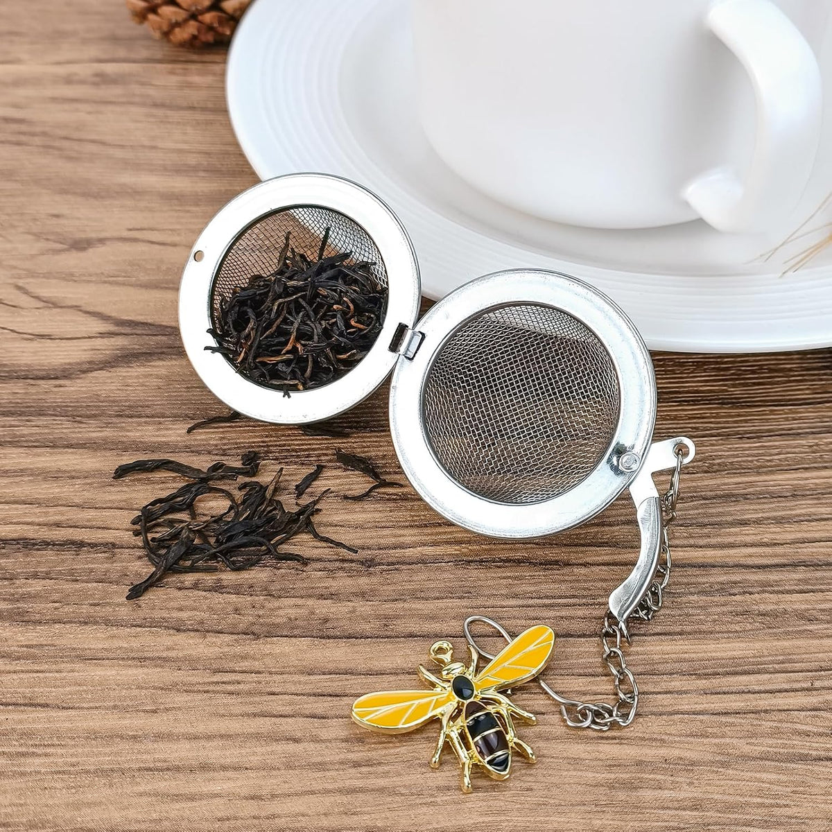 2PC Stainless Steel Mesh Tea Infuser,2.1 inch Tea Ball with Honey Bee