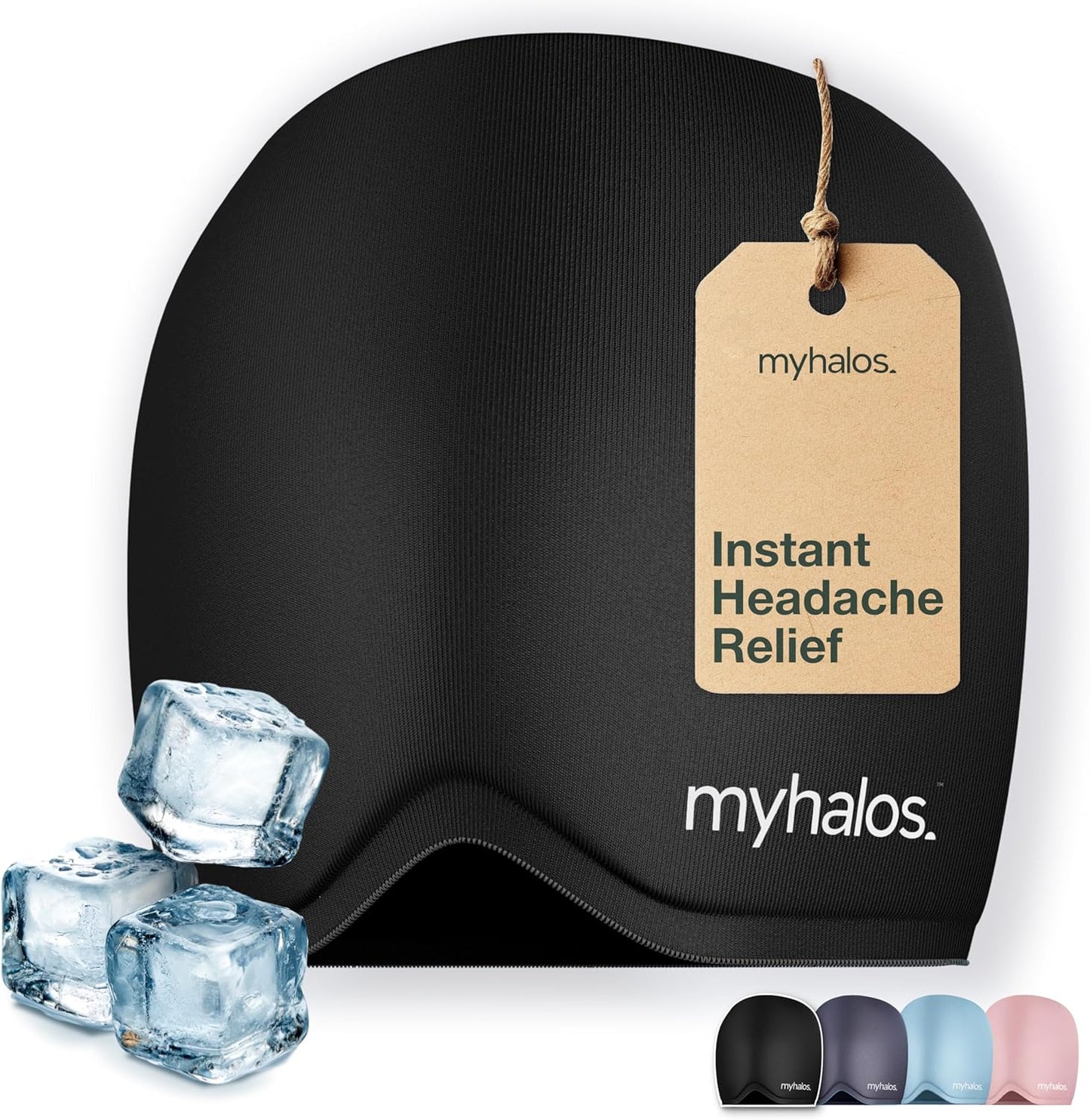 Myhalos® Migraine Relief Cap, Ice Hat for Migraines, Headache Relief Cap, 30% More Gel, Hot & Cold Therapy Head Ice Pack, Cooling Headache Hat, Tension Wrap, Hangover Cap, Ice Face Mask, FSA|HSA