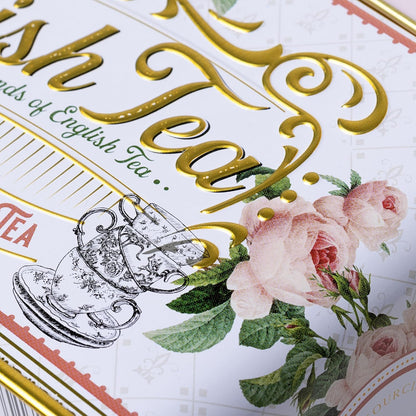 New English Teas Floral Tea Tin with 40 English Black Tea Bags - Rose