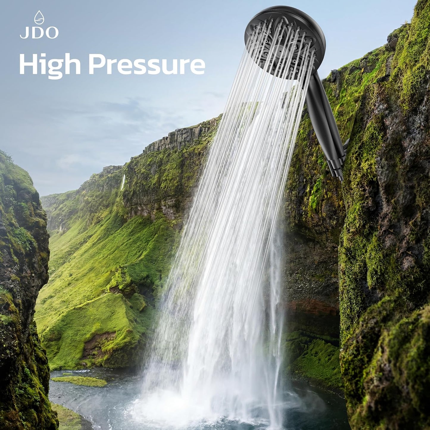 6-Setting Shower Head with Handheld, JDO High Pressure Hand held Shower Head, 4.7 Inch Chrome Detachable Showerhead Set with 59 Inch Stainless Steel Hose and Adjustable Showerhead Holder