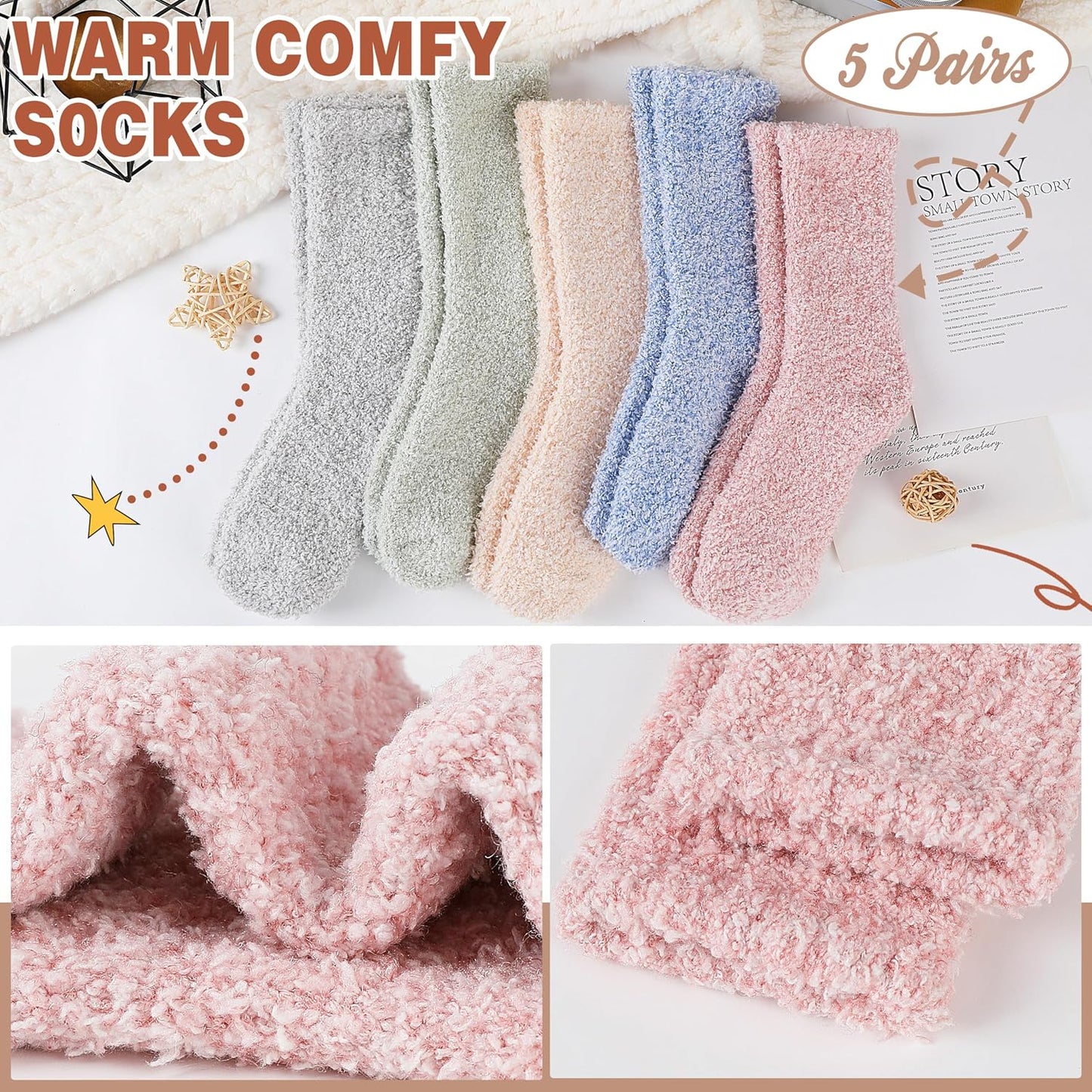 EBMORE Womens Fuzzy Socks Slipper Fluffy Cozy Comfy Cabin Plush Warm Winter Sleep Home Soft Socks