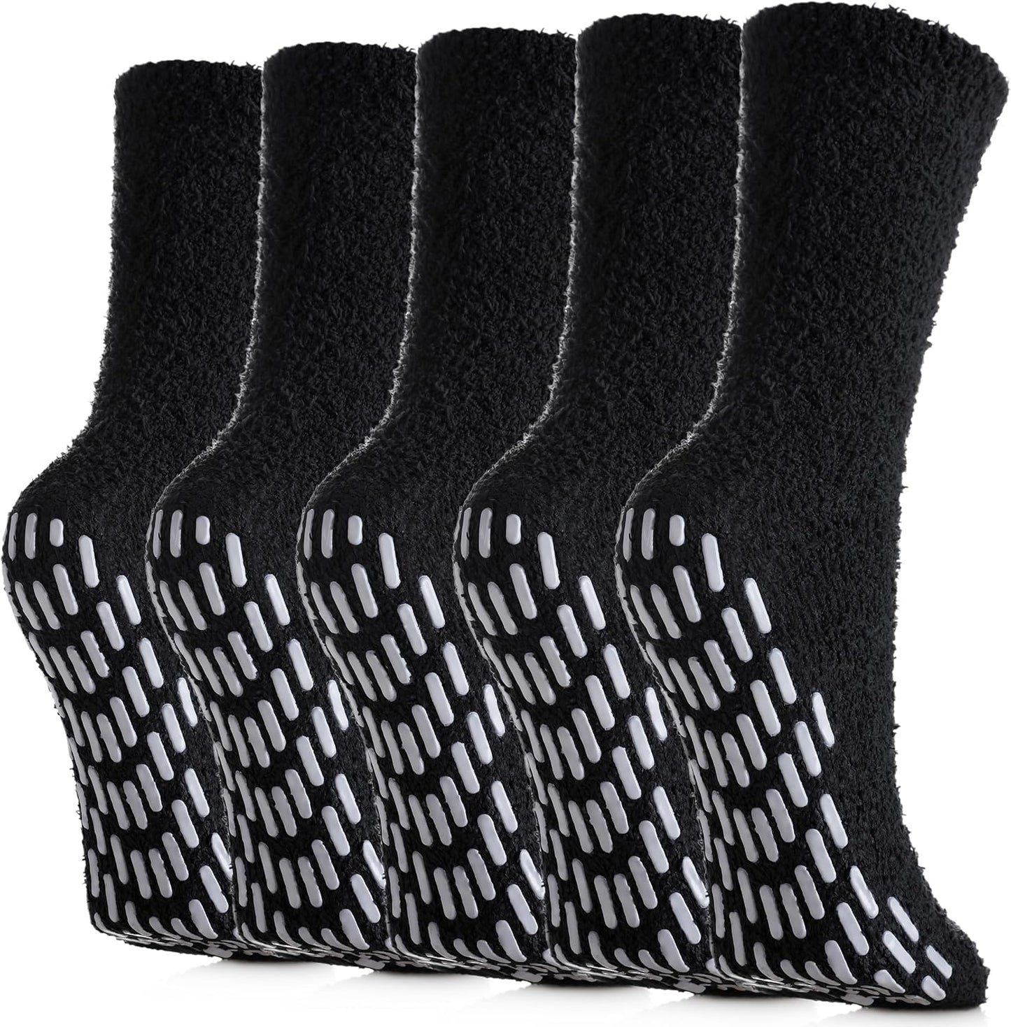 LINEMIN Non-Slip Fuzzy Socks for Women - Cozy Hospital Soft Fluffy Socks With Grips - Winter Warm Slipper