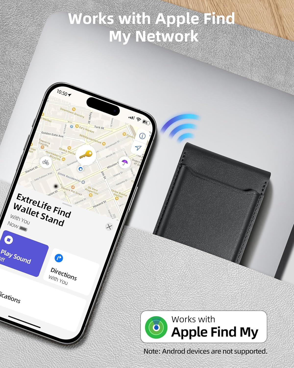 ExtreLife for Magsafe Wallet, Works with Apple Find My, 6 Cards Holder