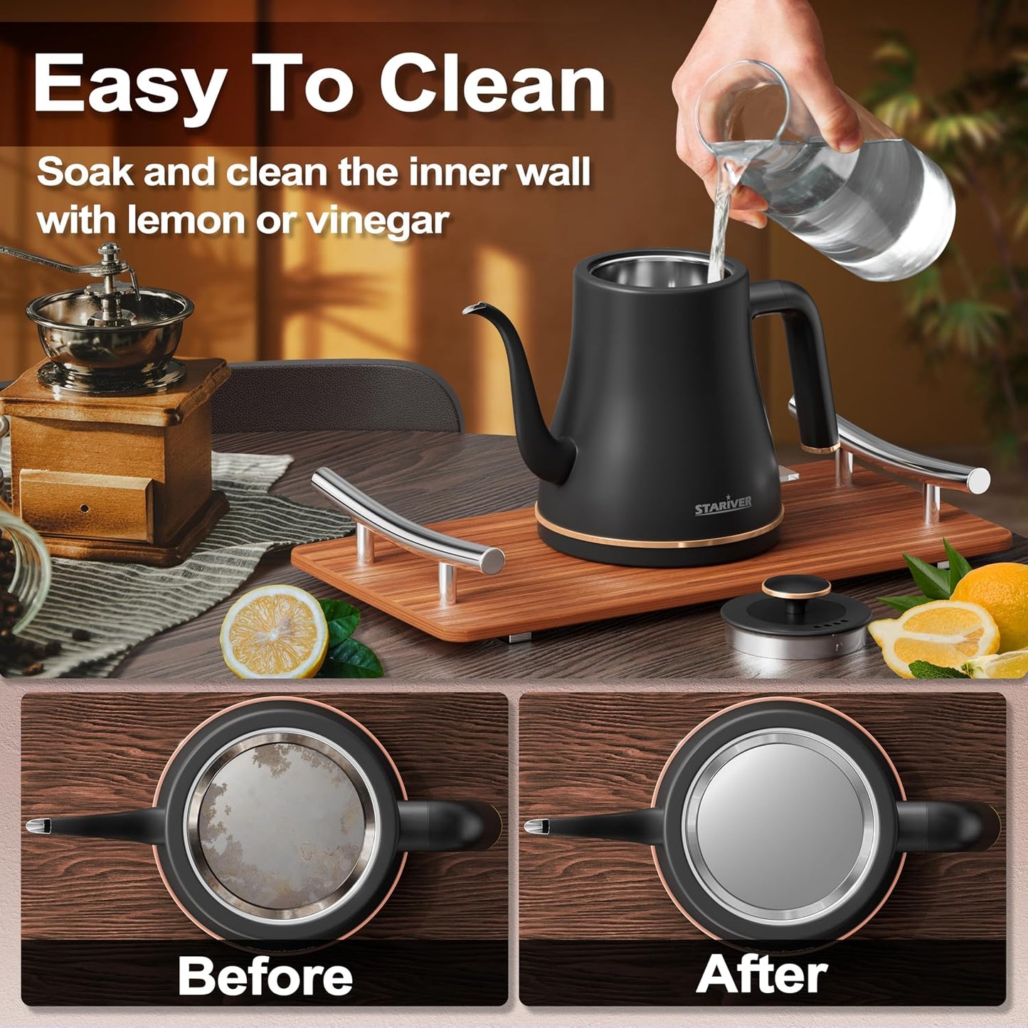 Stariver Gooseneck Electric Kettle, 0.8L Electric Tea Kettle