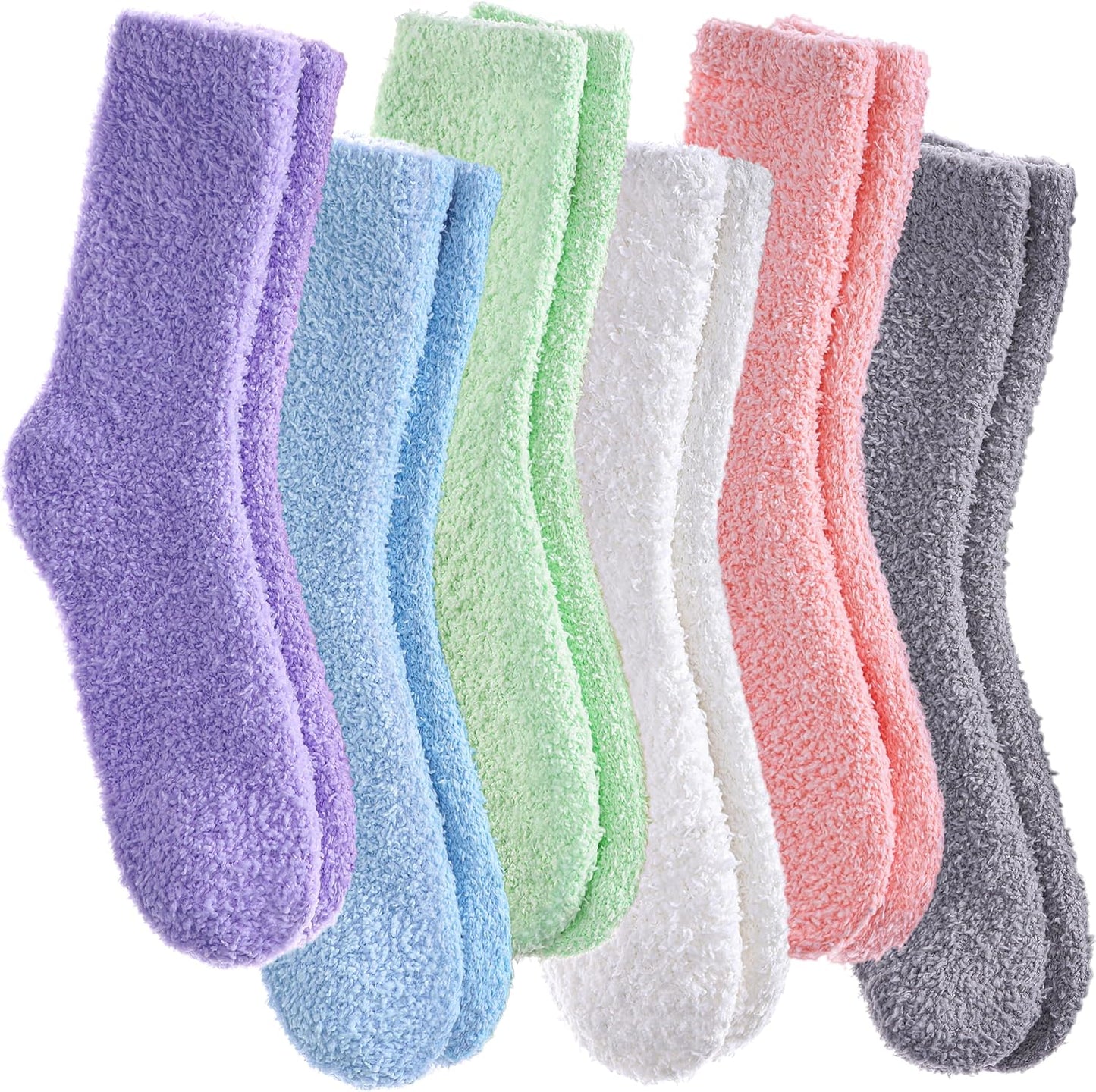 CHOWISH Womens Fuzzy Slipper Socks Super Soft Microfiber Fluffy Cozy Winter Warm Fuzzy Crew Socks