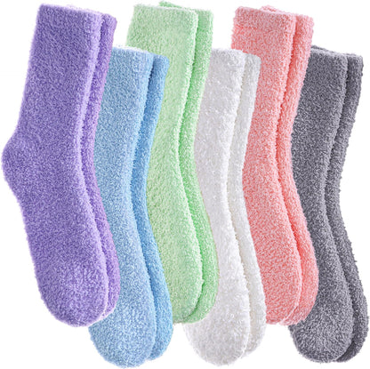 CHOWISH Womens Fuzzy Slipper Socks Super Soft Microfiber Fluffy Cozy Winter Warm Fuzzy Crew Socks