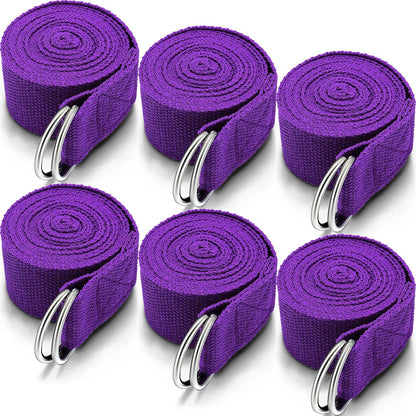 6 Pcs Yoga Straps for Stretching 8 Ft, Safe D Ring Buckle