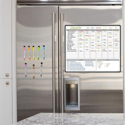 JJPRO Magnetic Dry Erase Chore Chart for Adults:Large Whiteboard16 x19-Chore Chart,Calendar,Meal Board Notes All-in-One,Behavior Chart,Teenagers,White