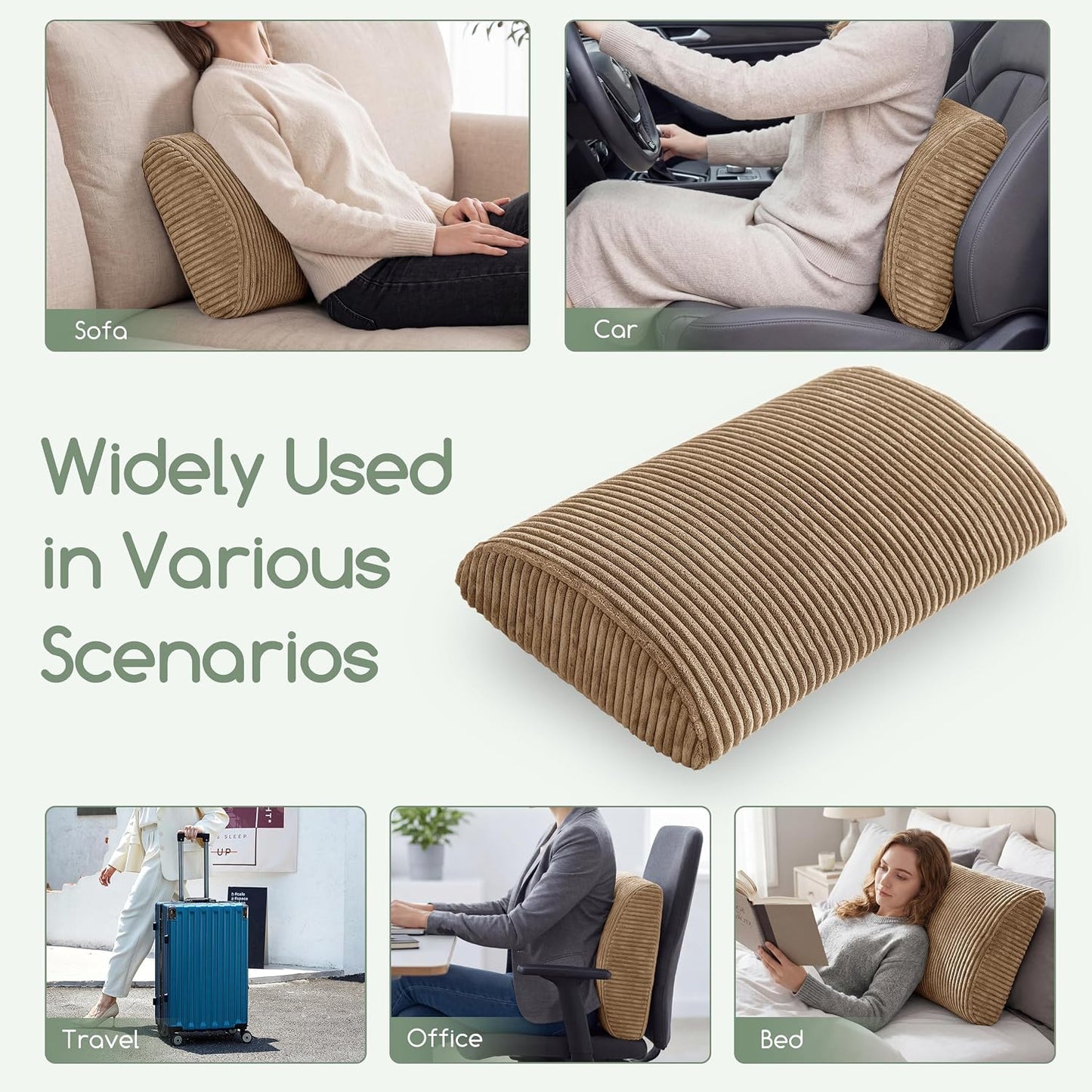 HIGOGOGO Lumbar Support Pillow for Recliner Chair/Accent Chair/Couch, Memory Foam Back Support Cushion for Elderly, Recliner Cushions for Back Rest, Pain Relief, Reading, Washable Cover, Dark Grey