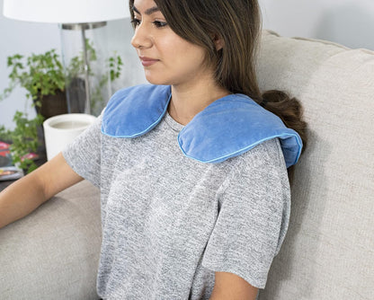 DreamTime Hot or Cold Neck Wrap, Microwaveable Heating Pad for Shoulders, Calming Lavender and Peppermint Aromatherapy, Freeze to Soothe Pain, Soft Silky Spa Pillow
