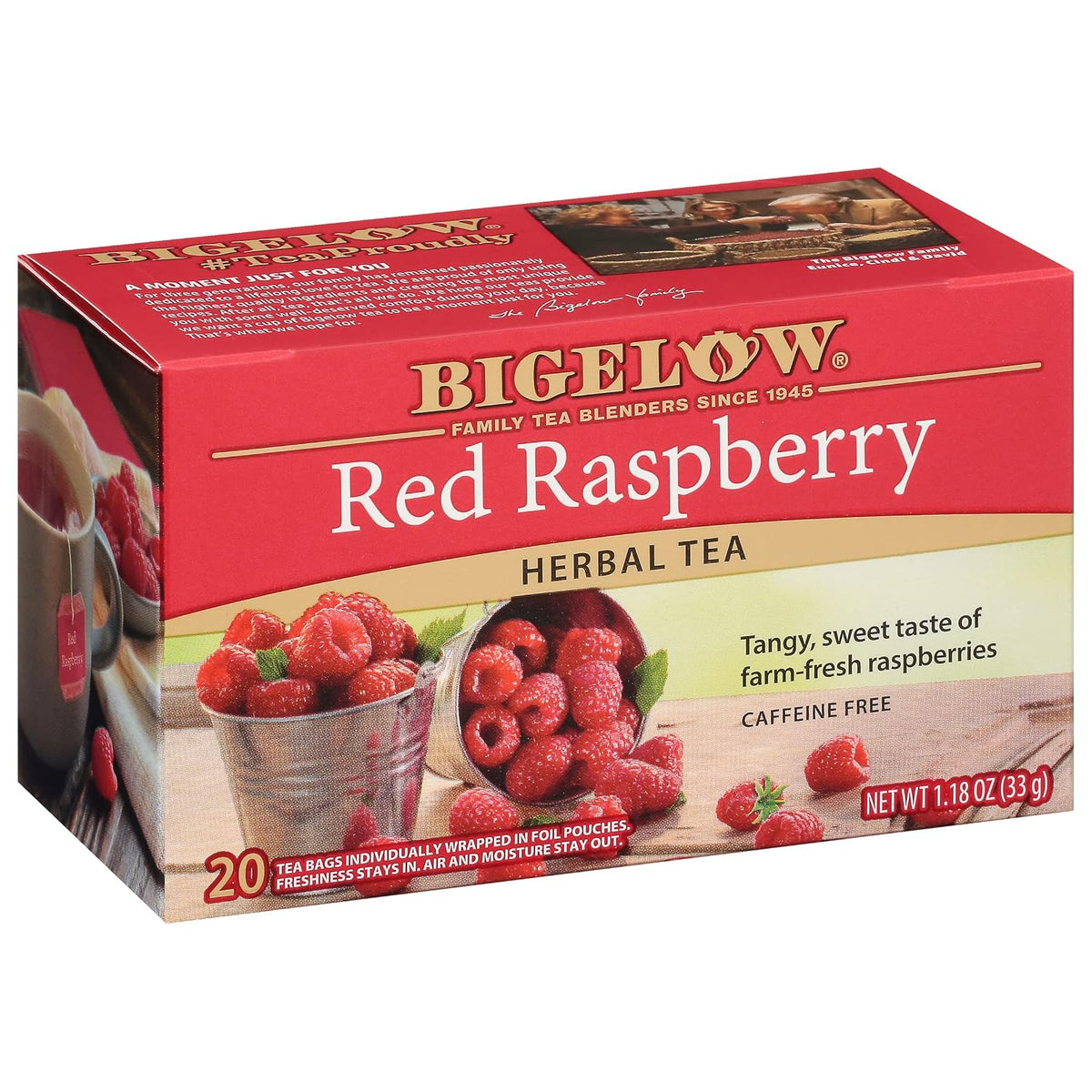 Bigelow Tea Red Raspberry Herbal Tea, 20 Count (Pack of 6)