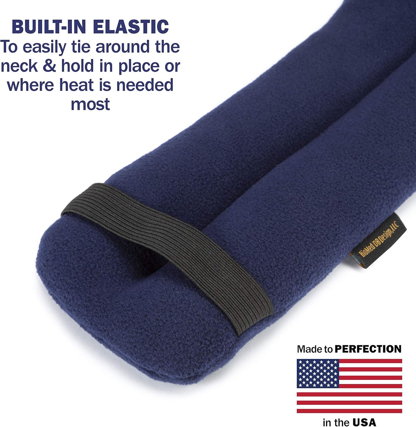 SunnyBay Microwave Heating Pad, Microwavable Heated Neck and Shoulder Wrap, Hands-Free Weighted Moist Hot or Cool Pack, Soft Fleece Cover and Flaxseed Filling, 26 Inch Length, Made in USA, Navy