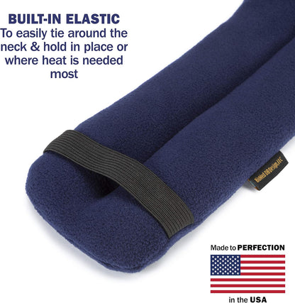 SunnyBay Microwave Heating Pad, Microwavable Heated Neck and Shoulder Wrap, Hands-Free Weighted Moist Hot or Cool Pack, Soft Fleece Cover and Flaxseed Filling, 26 Inch Length, Made in USA, Navy