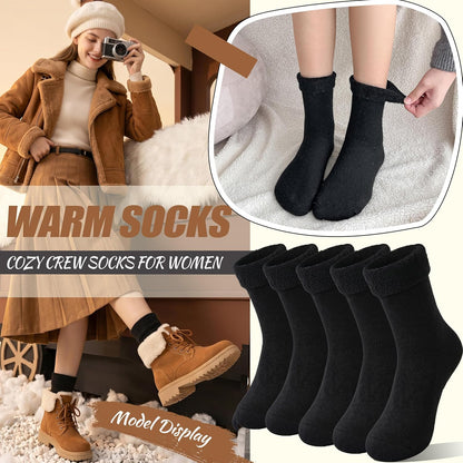 EBMORE 5 Pairs Women Merino Wool Boot Socks Warm Thermal Winter Thick Hiking Cozy Cabin Crew Comfy Socks for Ladies
