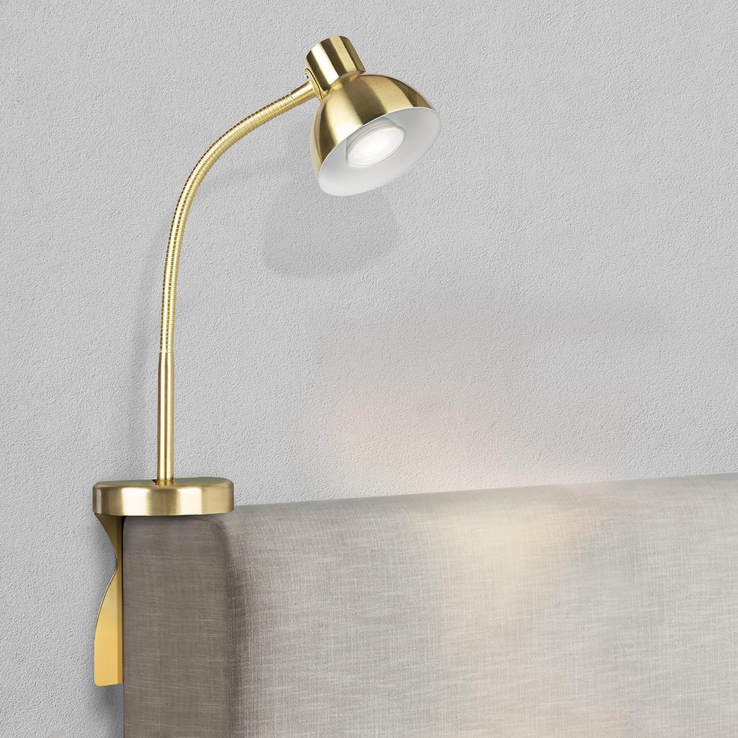 Solfres Patented Innovative Design Headboard Reading Light. No Drilling Golden Book Light for Bedtime Reading. Dimmable LED Book Reading Lamp with Bulb. Movable & Flexible, Black