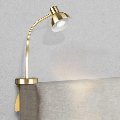 Solfres Patented Innovative Design Headboard Reading Light. No Drilling Golden Book Light for Bedtime Reading. Dimmable LED Book Reading Lamp with Bulb. Movable & Flexible, Black