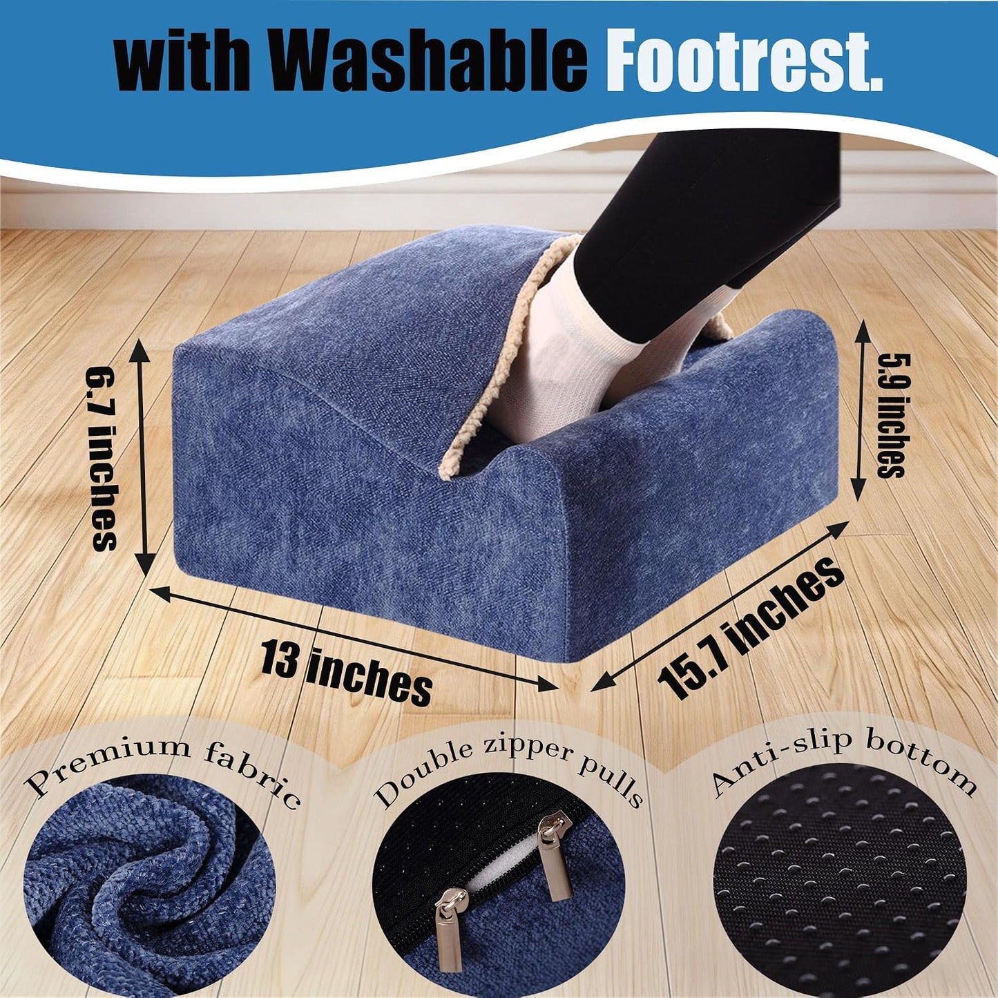 Work Foot Rest Under Desk,Comfort Foot Rest for Couch | Foot Rest For Under Desk at Work,At Soft Ergonomic Footrest,Support Foot Pillow,Heel Chair,Leg Elevation Pillow blue