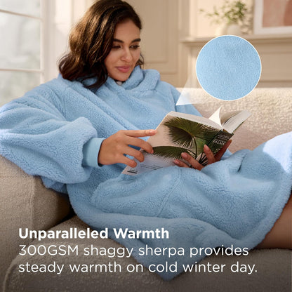 Bedsure Wearable Blanket Hoodies, Blanket Hoodie as Mothers Day Birthday Gifts for Mom Women, Warm Cozy Soft Sweatshirt Hooded Blankets for Women Men Adults, Grey, Standard