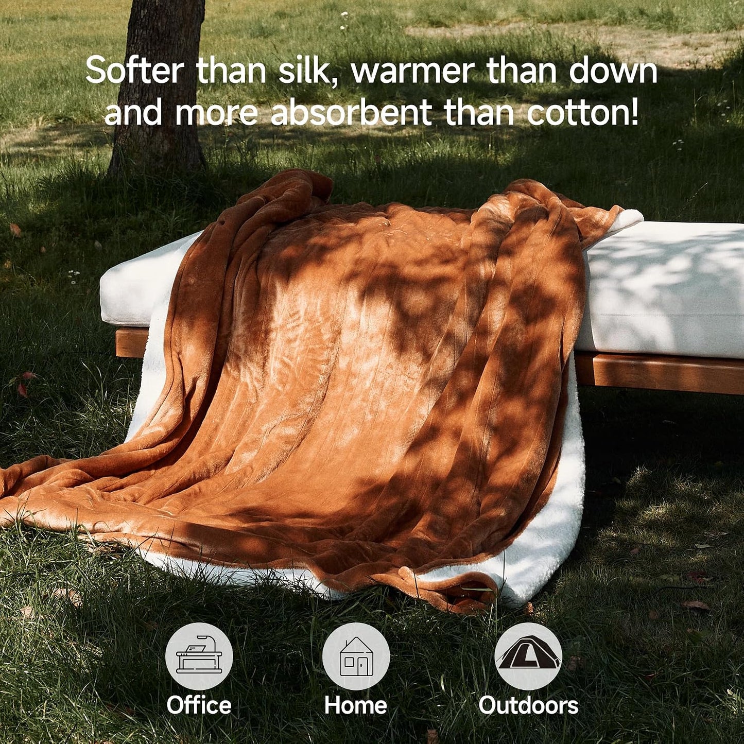 GOTCOZY Heated Throw Blanket, 50''X60'' - Soft Silky Plush Electric Blanket with 4 Heating Levels & 3 Hour Auto Off, ETL Certified, Machine Washable (Grey)