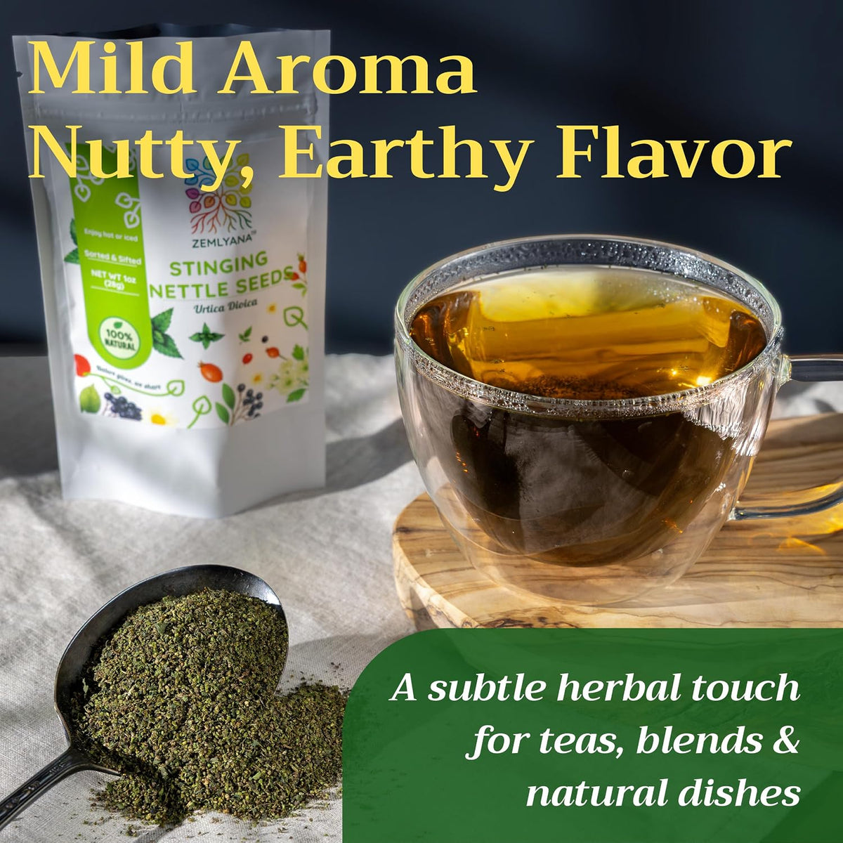 Dried Stinging Nettle Seed for Tea - Whole Urtica dioica Seeds, 2 oz