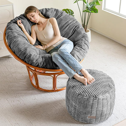 HIGOGOGO Pouf Ottoman Stuffed Round Modern Foam Filled Foot Rest Poufs for Living Room Chair Decorative 20 X 15 Inches Boho Relax Stool for Wedding Christmas Party, Beige