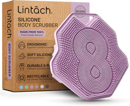 Silicone Shower Scrubber for Body – Exfoliating Loofah Alternative, Zinc & Silver-Infused, Hygienic & Gentle for Sensitive Skin, Durable & Long-Lasting Body Scrubber for Men - Sky Blue
