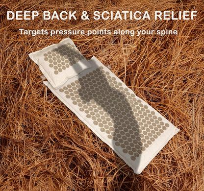 Acupressure Mat & Pillow Set – Extra-Long 29” Acupressure Therapy for Back & Neck Pain Relief, Sciatica, Stress Relief & Sleep Support Includes Carry Bag & Hot/Cold Pack (Purple)